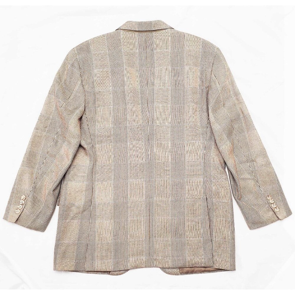 Polo Ralph Lauren Mens Glen Plaid Cashmere Silk Tan Brown Blazer Italy 44 R - Picture 4 of 9